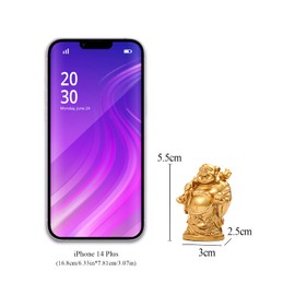 STCREE Resin Fesng Shui Laughing Buddha Statues Gold Lucky Happy Maitreya Statue 5.5cm(H) Desk Flower Pot Decoration Collectible Gift 6pcs TQGJST3