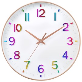 HZDHCLH Kid Wall Clocks Battery Operated,12 inch Silent Non Ticking Modern Wall Clock for Nursery Kids Room Living Room Bedroom Kitchen Office Classroom Decor