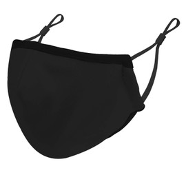 ARI MES 3-Ply Adjustable Fabric Face Mask, Washable Reusable Masks for Adults with Elastic Ear Loops, Adjustable Nose Strip & 1 Activated Carbon Filter for Women & Men - Adult, Black