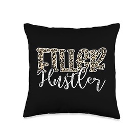 Filler Hustler Med Spa Pun & Dermal Lip Filler Vintage Hustler Leopard Lip Filler Nurse Injector Throw Pillow, 16x16, Multicolor