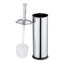 WENKO Exclusiv 15204100 Closed Toilet Brush Holder 10 x 40 cm Rust-Proof Stainless Steel