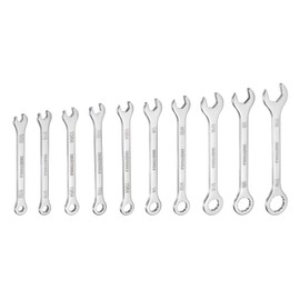 sourcing map Thin Combination Wrench Set 5/32" 3/16" 13/64" 7/32" 15/64" 1/4" 9/32" 5/16" 3/8" 7/16" 30Cr13 Spanner with Offset 12-Point Box End and 15° Open End for Auto Repairs