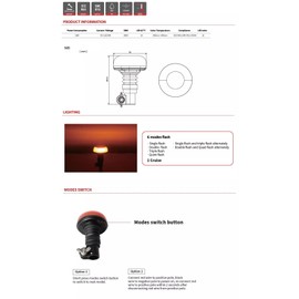 Flashing Amber LED Beacon Flexible DIN Pole Mount Tractor Digger Warning Light