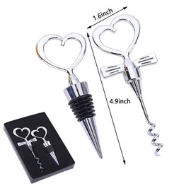 2 Pack Heart Wine Bottle Stopper, BetterJonny Stainless Steel Wine Bottle Stopper and Bottle-opener with Gift Box Packing Handheld Wine Bottle Cork Remover Accessory Tool for Holiday Wedding Party