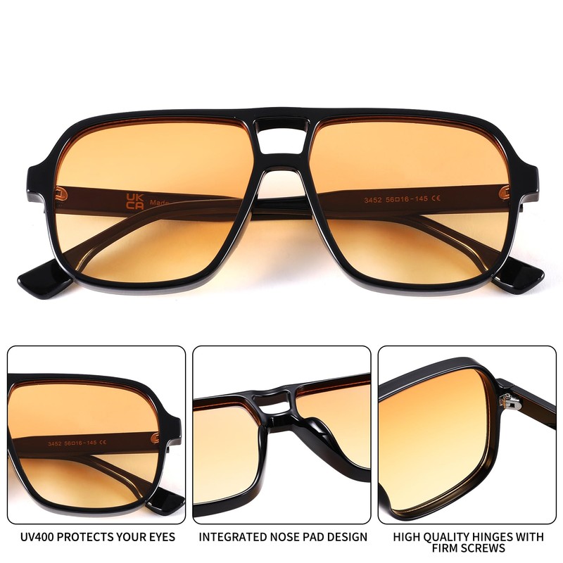 GLARDEFE Oversized Aviator Sunglasses for Women Men - Retro 70s