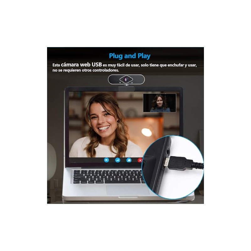 Webcam con micrófono, cámara Web HD 1080p, Full HD 1080P,