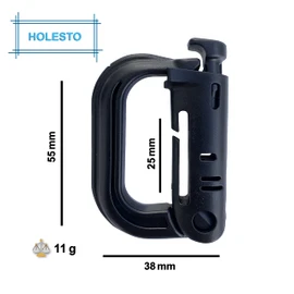 Holesto Plastic Carabiner - Tactical Carabiner Clip Black - Durable Plastic Carabiner Set - Large Carabiner Hook - Molle D-Ring Clip - Outdoor Molle Carabiner - 5 Pieces (Black)