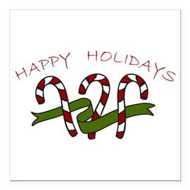 CafePress Holiday Candy Canes Square Car Magnet 3 X 3 Square Car Magnet, Magnetic Bumper Display