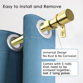 Byondeth Curtain Rods for Windows 16 to 88 Inches Adjustable Length 1 Inch Diameter Window Curtain Rod with Aluminium Finials, Gold…
