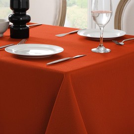 Softalker Rectangle Weaved Texture Tablecloth,Burnt Orange Fall Jacquard Waterproof Wipeable Stain Resistant Wrinkle Free Table Cloth for Thanksgiving Party Dinner - 60 x 84 Inch