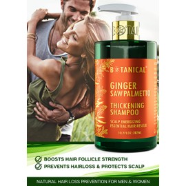 Botanical Hair Growth Shampoo “Scalp Energizing” Anti-Thinning Shampoo, Thickening Shampoo for Thinning Hair, Ginger Saw Palmetto Shampoo for Hair Loss, Thickening Products For Women & Men 10.2 Fl Oz