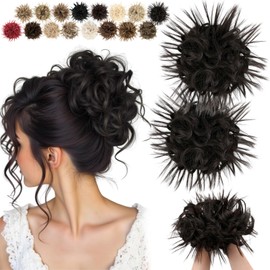 FeidyLong Messy Bun Hair Piece Tousled Updo Hair Buns Extension Elastic Band Curly Scrunchie for Women Chignon Ponytail Hairpiece Daily Wear
