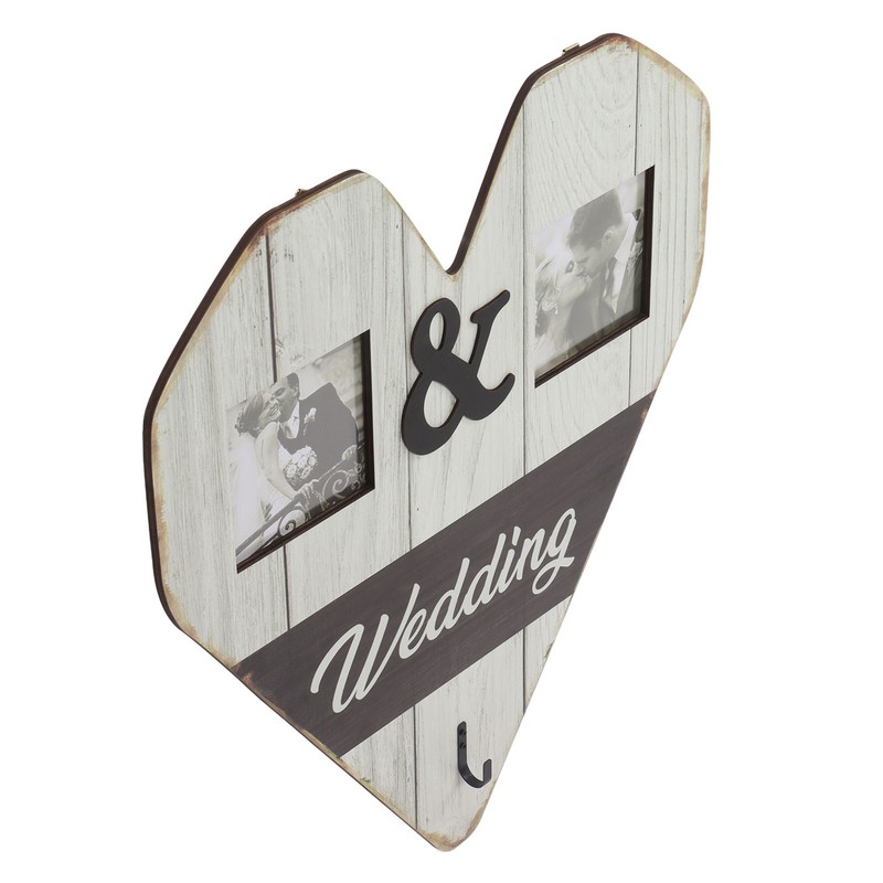 Wood Wedding Picture Frame Key Hook Wall Hanging Decoration Love