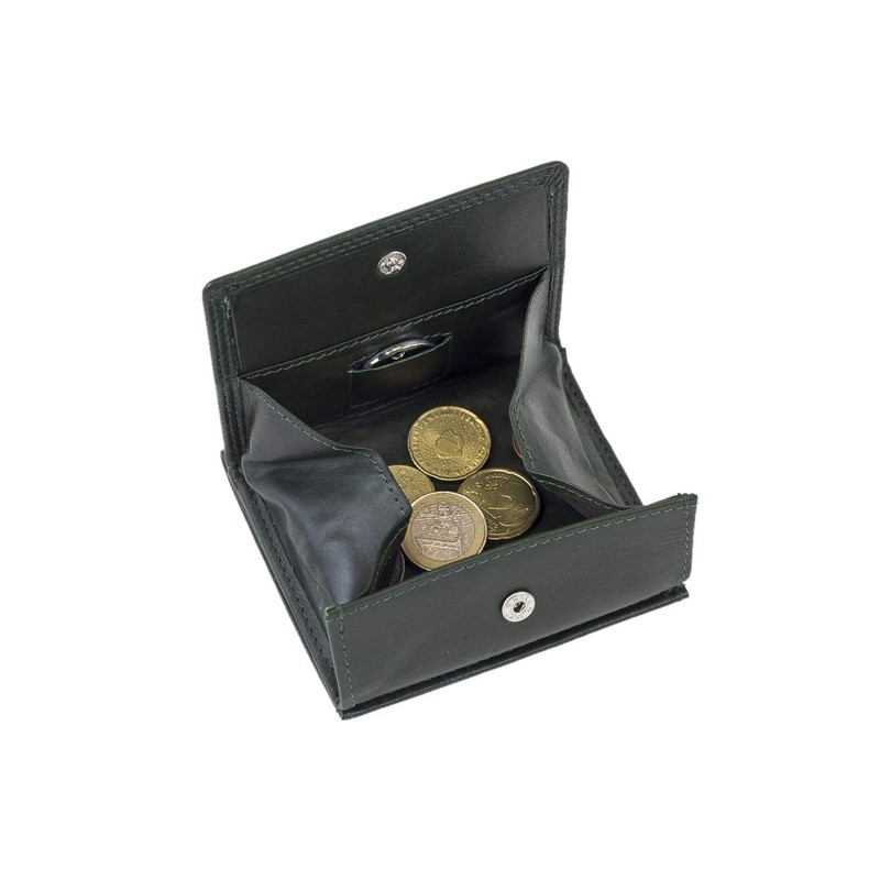 Small Leather Boxed Style wallet with large coin compartment LEAS,