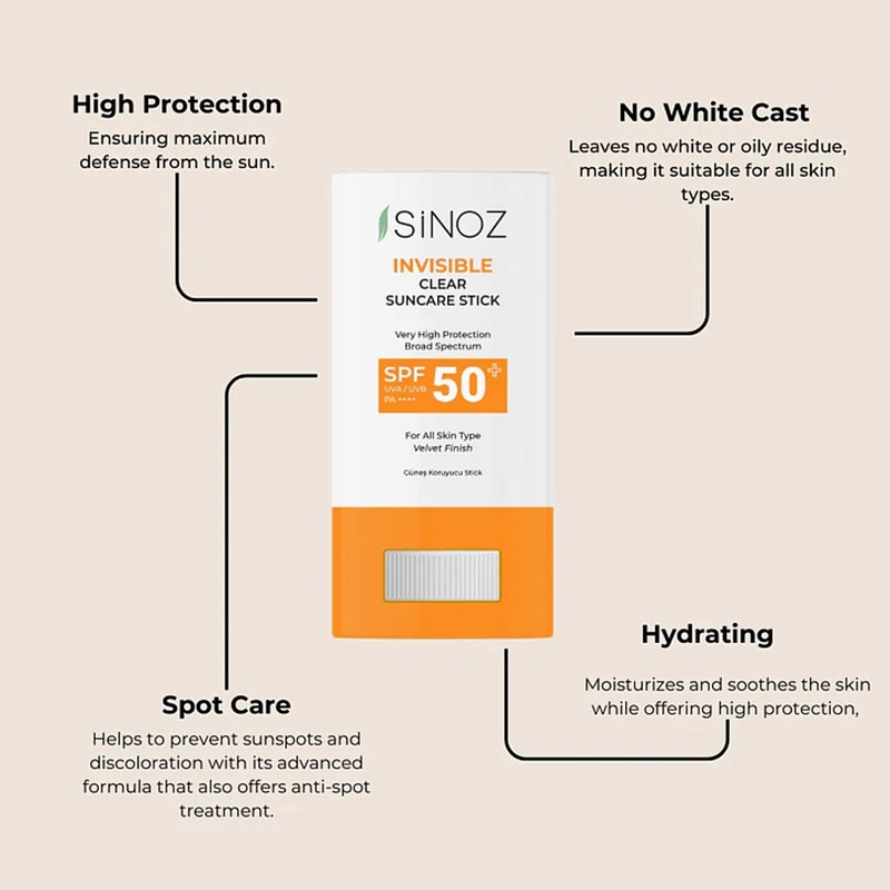 Sinoz Invisible Clear Suncare Stick – Unsichtbarer Schutz mit Filtertechnologie