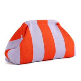 Oweisong Striped Clutch Purses for Women Woven Dumpling Bag Colorful Crochet Cloud Evening Handbag Summer Beach Clutch