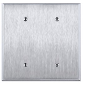OVERSIZED 2 Gang Blank Stainless Steel Light Switch Cover - Jumbo Two Gang Blank (no holes) Metal Wall Plate, 430 Stainless Steel - Satin finish, UL Listed, Made in USA, 5.5 x 5.5 Inches