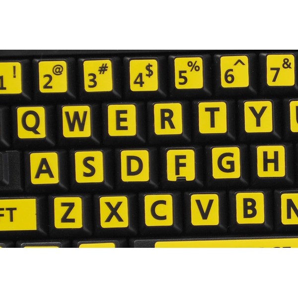 English US Large Lettering (Upper CASE) Keyboard Stickers Yellow Non Transparent
