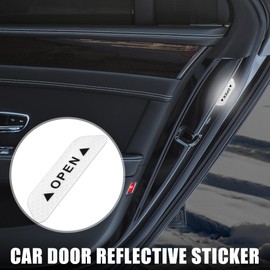 X AUTOHAUX 4pcs Car Door Reflective Sticker Open Warning Safety Sign White