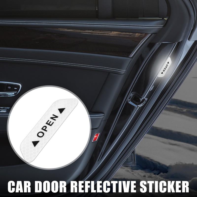 X AUTOHAUX 4pcs Car Door Reflective Sticker Open Warning Safety