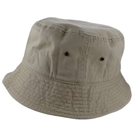 Gelante Solid Color 100% Cotton Bucket Hat for Women and Men Packable Travel Summer Beach Hat 1900-Khaki-L/XL