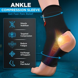 WYOX Ankle Brace for Sprained Ankle - Stabilizer Brace for Women, Support for Men, Achilles Tendonitis Wrap, and Compression Sleeve - Perfect for Running, Gym, Boxing, and Sports (Black, L/XL)