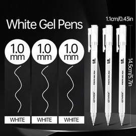 GETHPEN White Gel Pens, 1.0mm Extra Fine Point Gel Ink Pen Set – Opaque Archival Ink Pens for Black Paper Drawing, Bullet Journaling & Artists Drawing, 3 Pack