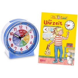Atlanta Children's Alarm Clock without Ticking with Learning Book Conni Time Learning - 2126/5 BU (Blue)