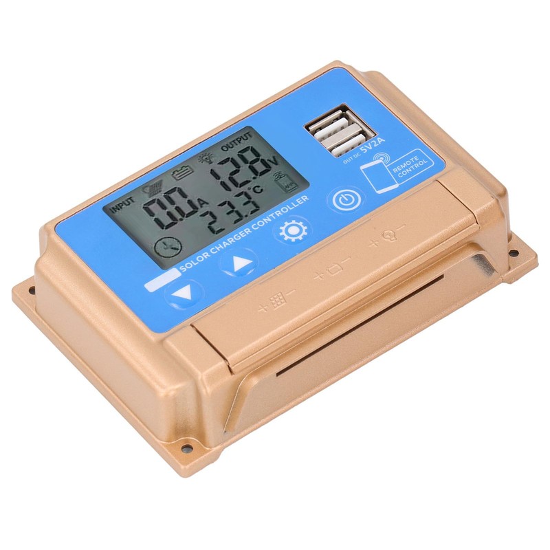 MPPT Solar Charge Controller, 12V 24V LCD Display, Dual USB