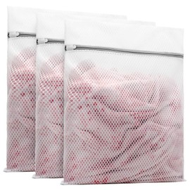 Muchfun 3Pcs Durable Honeycomb Mesh Laundry Bags for Delicates 16 x 20 Inches (3 Large)