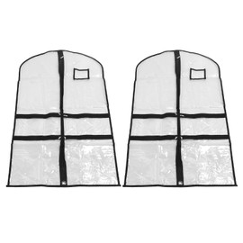 2pcs Garment Bags for Hanging Clothes Transparent Clothes PVC Dustproof Bags with 4 Pockets and Name Card Pocket Waterproof Thickened Dust Cover for Clothes Storage