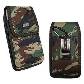 AIScell Pouch Canvas Rugged Camo Case with Metal Clip Holster for Moto Z4, Z3, One Zoom, Action, Hyper, G7 Plus, G7; REVVLRY+