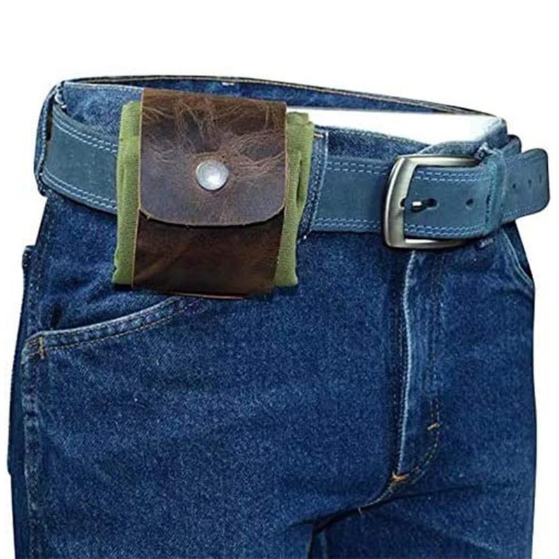 Leather and Canvas Bushcraft Bag Collapsible Waxed Canvas Foraging Pouch