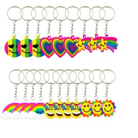 LMOGWL 20 pieces of keychain mini emoticons cute, mini keychain emoticon pattern, suitable for handbag, backpack, travel bag, keychain decoration cute party gifts (6 patterns)