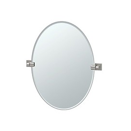 Gatco 4079 Elevate Frameless Oval Mirror, Satin Nickel, 26.5"H