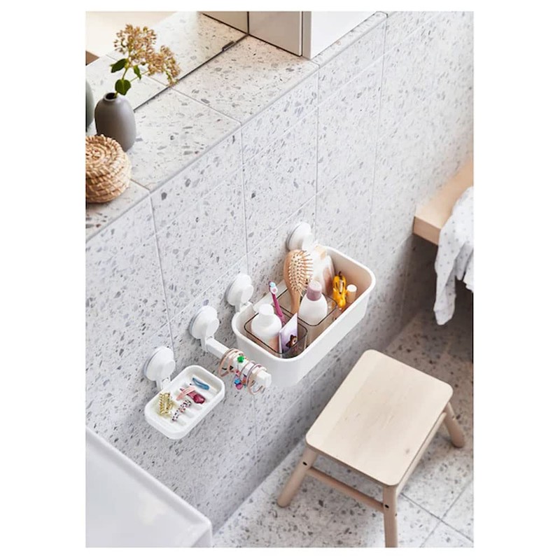 Ikea Tisken Basket with Suction Cup for Storage, White(Polycarbonate Plastic,