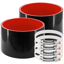 TuoLauthon 2Pcs ID 5 Inch(127mm) High Temperature 4-Ply Reinforced Straight Silicone Hose Performance Coupler, Length 3 Inch with 4Pcs T-Bolt Clamps Suitable High Level Turbo Pipe Connecting