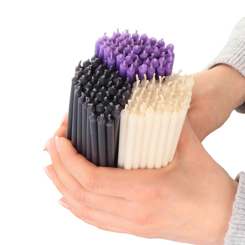 NKlaus 150 x Taper Candles Set 16 cm - Black,