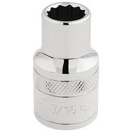 Draper 33600 1/2-Inch Square Drive Polished Chrome Imperial Socket, 7/16-Inch Size