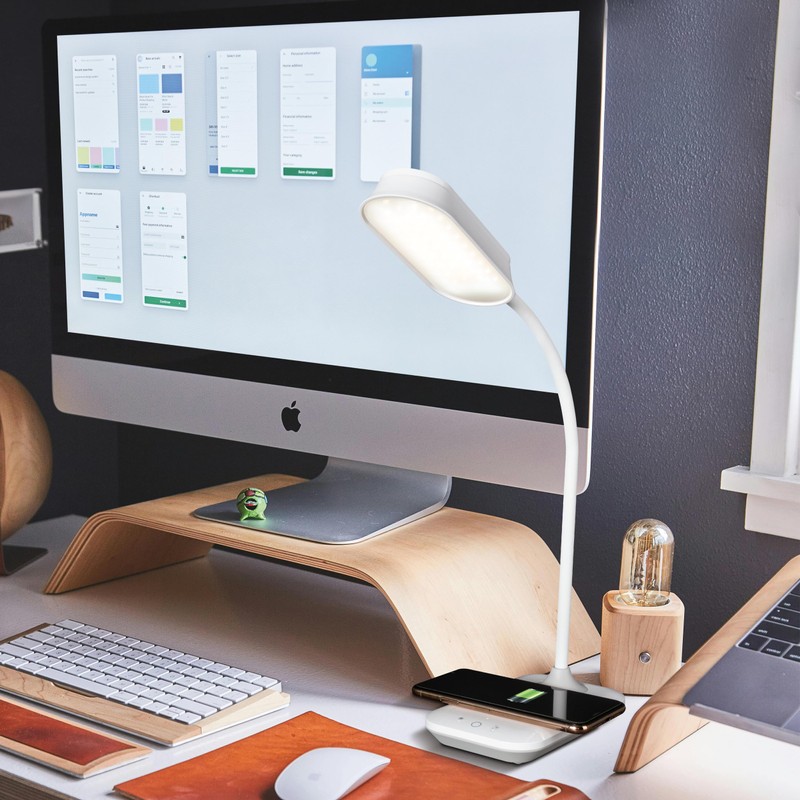 OttLite Achieve LED Sanitizing Desk Lamp Wireless Charging and USB