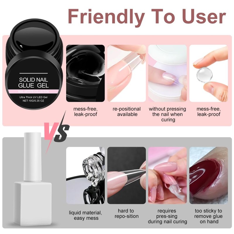 Solid Builder Gel, 10g Fester Builder Gel für Nagelverlängerung, Multifunktionell
