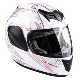 Typhoon Youth Kids Full Face Helmet with Shield & Gloves Combo Motorcycle Street Dirt Bike - Pink White Butterfly (Small)