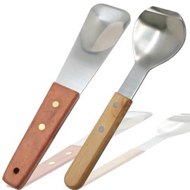 Juego de 2 palas para helado, acero inoxidable con mango de madera | Cuchara de helado, cortador de mantequilla, raspador de pasteles, herramienta ese