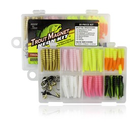 Trout Magnet Ultimate Bundle - 82 pc Trout Fishing Gear Kit - 350 Yard Trout S.O.S. Monofilament Fishing Line, Phantom Fluorocarbon Leader Line, 4 E-ZTrout Floats
