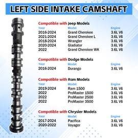 5047912AA Left Side Intake Camshaft Compatible with 2016-2024 Jeep Grand Cherokee/Wrangler Dodge Durango 3.6L V6,Engine Camshaft Compatible with 2017-2024 Chrysler Pacifica 3.6L V6#5047912AB,5047912AD