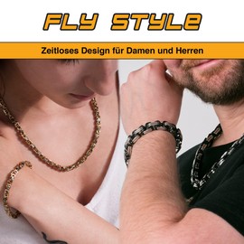 Fly Style 9 mm Byzantine Chain or Bracelet Stainless Steel in 4 Colours 19 - 100 cm, Stainless Steel