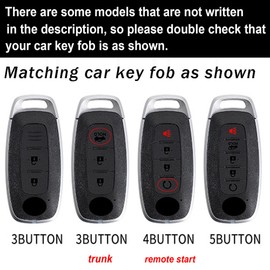 ontto 4-Button Key Fob Shell Case Fit for Nissan X-Trail 2023 Metal Key Cover for Versa 2024,Leather Car Key Housing for Kicks Ariya Qashqai Teana Sentra Rogue Pathfinder,with Keychain B,Grey
