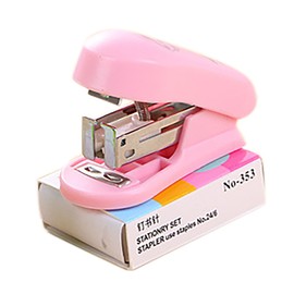 Small Desktop Staples with Staple Remover, 2.5 Inch Labor Saving Black Stapler for 20 Sheets Capacity with 400 Pcs No.10 Staples (Pink)