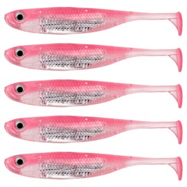 QualyQualy Soft Plastic Swimbait Paddle Tail Soft Lures 3.94 inches Shad Lure Shad Bait Bass Bait Shad Minnow Soft Swim Bait for Bass Trout Walleye Crappie Pike (6#, 3.94in - 5Pcs)