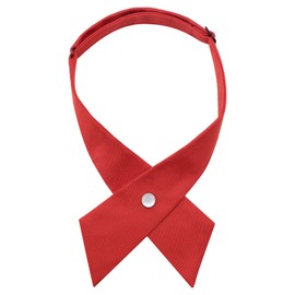 Mantieqingway School Uniform Pre Tied Bows for Girls Women Solid Color Adjustable Criss-Cross Bowtie (Red)